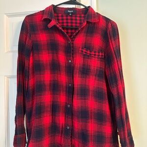 Madewell plaid shirt- lightweight flannel, navy and red
